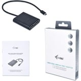 i-tec USB-C 3.2 Gen 2 naar 2x DisplayPort adapter Zwart, 0,3 meter, 4K