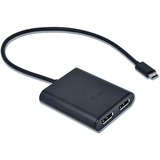 i-tec USB-C > Dual DisplayPort adapter Zwart, 0,3 meter, 4K