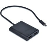 i-tec USB-C > Dual HDMI adapter Zwart, 0,3 meter, 4K