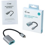 i-tec USB-C > Metal DisplayPort adapter Zwart/zilver, 0,15 meter, 4K 60Hz