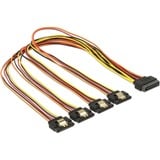 DeLOCK 15-pins SATA power naar 4x 15-pins SATA power kabel Zwart/rood, 0,5 meter