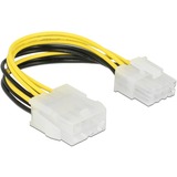 DeLOCK 8-pin EPS/ATX12V (male) naar 8-pin EPS/ATX12V (female) verlengkabel Zwart/geel, 15 centimeter