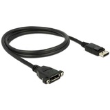 DeLOCK DisplayPort 1.2 male > DisplayPort female panel-mount 4K 60 Hz kabel Zwart, 1 meter