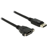 DeLOCK DisplayPort 1.2 male > DisplayPort female panel-mount 4K 60 Hz kabel Zwart, 1 meter
