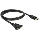DeLOCK DisplayPort 1.2 male > DisplayPort female panel-mount kabel Zwart, 1 meter, 4K 60 Hz