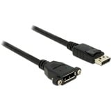 DeLOCK DisplayPort 1.2 male > DisplayPort female panel-mount kabel Zwart, 1 meter, 4K 60 Hz