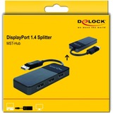 DeLOCK DisplayPort 1.4 in > 3x DisplayPort out displayport splitter Zwart, 0,12 meter