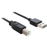 DeLOCK EASY-USB-A 2.0 naar USB-B 2.0 kabel Zwart, 2 meter