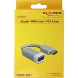 DeLOCK HDMI-A naar VGA adapter Grijs, 0,15 meter