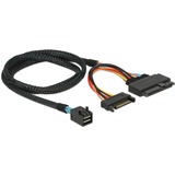 DeLOCK Interne MiniSAS-HD SFF-8643 naar SFF-8639 + 15-pin SATA adapterkabel Zwart, 0,75 meter