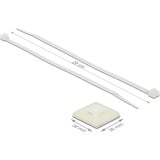 DeLOCK Kabelbinderbevestiging 30 x 30 mm met kabelbinders Wit, 10 stuks, L 200 x B 4,8 mm