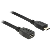 DeLOCK Micro-USB-B 2.0 male > Micro-USB-B 2.0 female verlengkabel Zwart, 0,5 meter