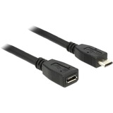 DeLOCK Micro-USB-B 2.0 male > Micro-USB-B 2.0 female verlengkabel Zwart, 1 meter