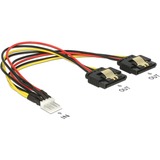 DeLOCK Power Floppy 4 pin male > 2 x SATA 15 pin female splitterkabel Zwart/rood, 0,2 meter