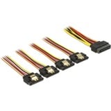 DeLOCK SATA 15 pin power > SATA 15 pin power 4x  kabel Zwart/rood, 0,3 meter