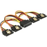 DeLOCK SATA 15 pin power > SATA 15 pin power 4x kabel Zwart/rood, 15 cm