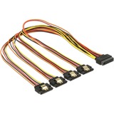 DeLOCK SATA 15 pin power > SATA 15 pin power 4x kabel Zwart/rood, 50 cm