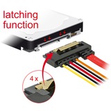 DeLOCK SATA 7 pin + Floppy 4 pin power female > SATA 22 pin adapter Zwart/rood, 85235, 0,3 meter