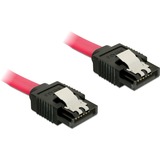 DeLOCK SATA kabel Rood, 0,3 meter, 6 Gb/s, Connector met klem