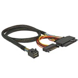 DeLOCK SFF-8643 male > U.2 SFF-8639 female + SATA voedingsstekker adapter Zwart, 0,5 m