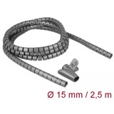 DeLOCK Spiraalslang met Pull-in Tool 2,5 m x 15 mm kabelslang Grijs