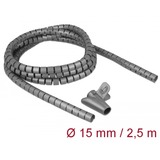 DeLOCK Spiraalslang met Pull-in Tool 2,5 m x 15 mm kabelslang Grijs