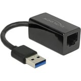 DeLOCK SuperSpeed USB-A (USB 3.1 Gen 1) male > Gigabit LAN 10/100/1000 Mbps compact adapter Zwart, 12,7 centimeter