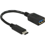 DeLOCK SuperSpeed USB-C 3.1, Gen 1 male > USB-A female adapter Zwart, 0,15 meter