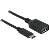 DeLOCK SuperSpeed USB-C 3.1, Gen 1 male > USB-A female adapter Zwart, 0,15 meter