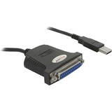 DeLOCK USB 1.1 op Parallel kabel Zwart, 0,8 meter