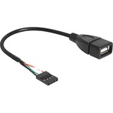 DeLOCK USB 2.0 interne header naar USB-A 2.0 (female) adapter Zwart, 20 centimeter