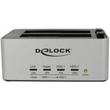 DeLOCK USB 3.0 Dual Dockingstation voor 2x SATA HDD/SSD met clone functie Zilver/zwart