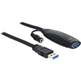 DeLOCK USB 3.0 actieve verlengkabel Zwart, 10 meter