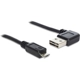 DeLOCK USB-A 2.0 90° > Micro-USB-B kabel Zwart, 0,5 meter