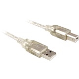 DeLOCK USB-A 2.0 > USB-B kabel Transparant, 0,5 meter