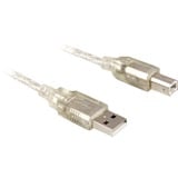 DeLOCK USB-A 2.0 (male) naar USB-B (male) kabel Transparant, 0,5 meter