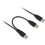 DeLOCK USB-A 2.0 male > 2 x USB-A 2.0 male kabel Zwart, 0,7 meter