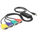 DeLOCK USB-A 2.0 male > 4x Serial RS-232 DB9 male adapter Zwart, 1,4 meter