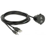DeLOCK USB-A + 3,5 mm 4-pins > USB-A + 3,5 mm 4-pins kabel Zwart, 2 meter