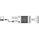 DeLOCK USB-B 3.2 Gen 1 naar 4x Gigabit LAN RJ-45 adapter Zwart