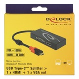 DeLOCK USB-C > HDMI/VGA adapter Zwart, 0,2 meter