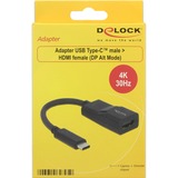 DeLOCK USB-C (male) > HDMI (female) adapter Zwart, 4K 30 Hz, DP Alt Mode