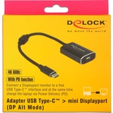 DeLOCK USB-C (male) > Mini DisplayPort (female) met PD functie adapter Donkergrijs, 0,2 meter