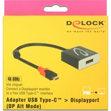 DeLOCK USB-C male > DisplayPort female (DP Alt Mode) adapter Zwart, 0,2 meter, 4K 60Hz
