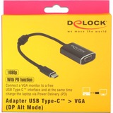 DeLOCK USB-C male > VGA female met PD functie adapter Donkergrijs