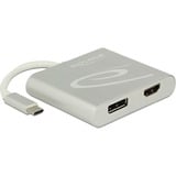 DeLOCK USB-C naar 1x HDMI + 1x DisplayPort adapter Zilver, 4K