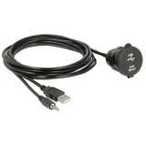 DeLOCK USB Type A + 3,5 mm 4-pins > USB Type A v + 3,5 mm 4-pins kabel Zwart, 2 m