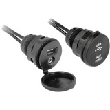DeLOCK USB Type A + 3,5 mm 4-pins > USB Type A v + 3,5 mm 4-pins kabel Zwart, 2 m