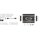 DeLOCK USB Type-C 3.1 Docking Station HDMI + DP + VGA 1080p, USB Hub en USB PD functie Zwart, HDMI, USB-C, USB-A, DisplayPort
