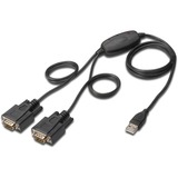 Digitus USB 2.0 naar 2x RS232 kabel Zwart, 1,5 m